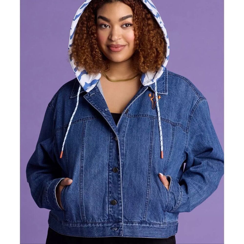 Her Universe Star Wars Ahsoka Tano Hooded Denim Jacket Plus Size 2 Nwot